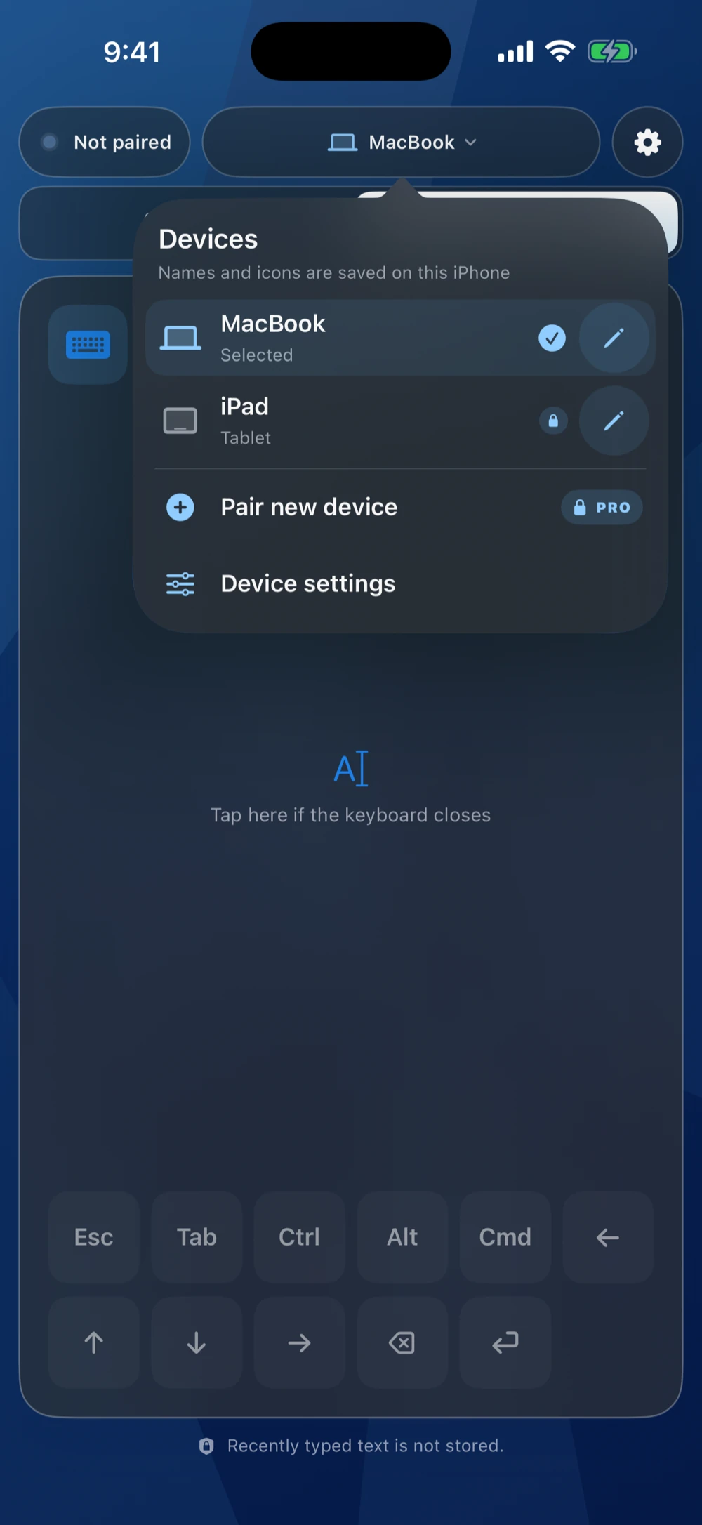 Bluetooth Mouse device switcher screen